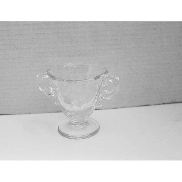 MCM Coffee Tea Service Floral Etched Glass Creamer Sugar Bowl And Tray - Picture 6 of 9